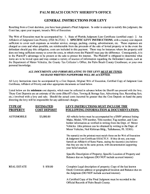 Palm Beach County Sheriff Levy Form