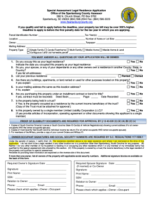 Spartanburg County Application for Special Assessment Form