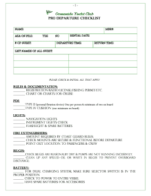 Sailing Checklist PDF  Form