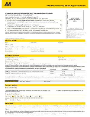 Ireland Aa International Permit Application  Form