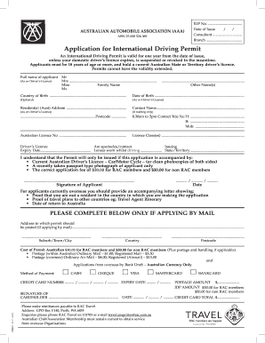 Rac International Drivers License  Form