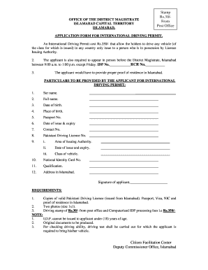 Government of Pakistan Office of the District Magistrate Islamabad  Form
