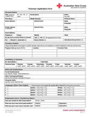 Red Cross Application Form