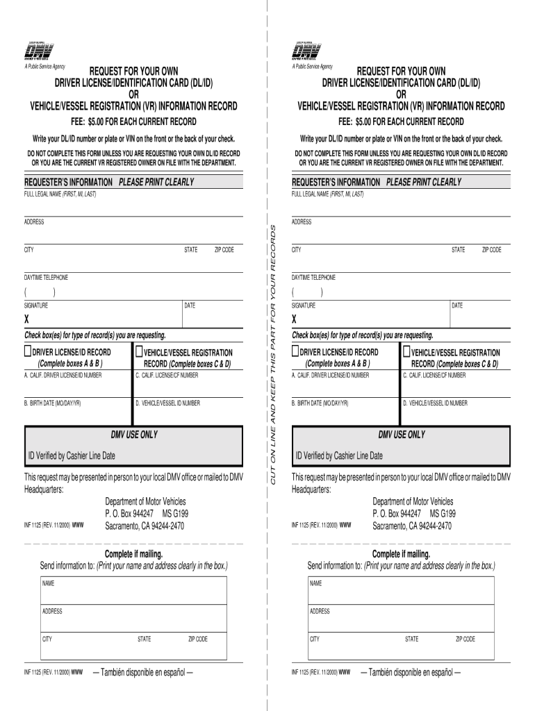  Dmv Form Inf 1125 2000-2024