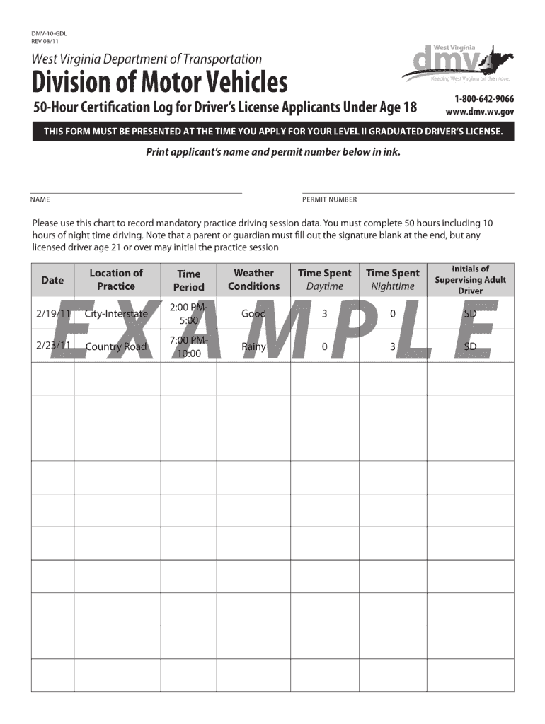  50 Hour Certification Form 2011