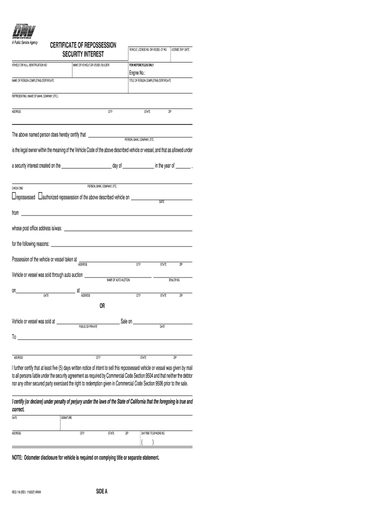 Reg 119  Form