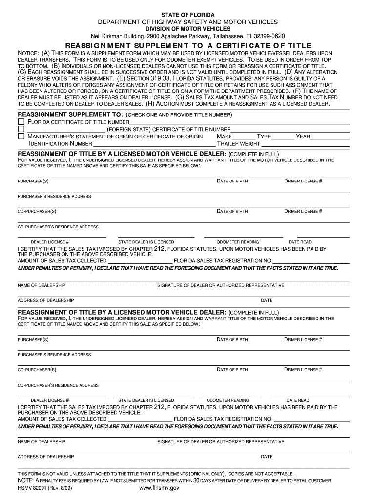 Georgia Title Reassignment Form