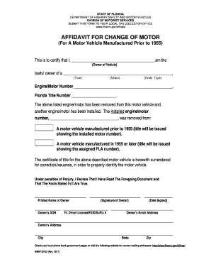 Affidavit of Change Engine  Form