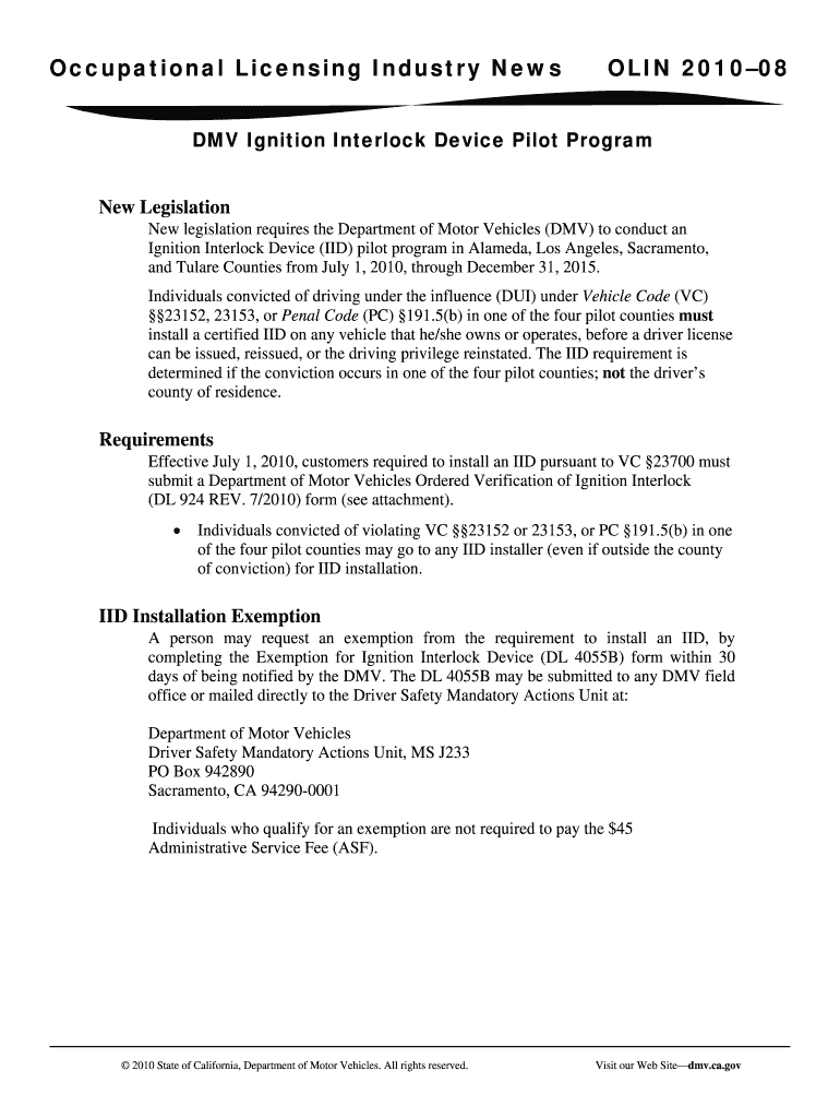 Ca Dmv Ignition Interlock Exemption Form