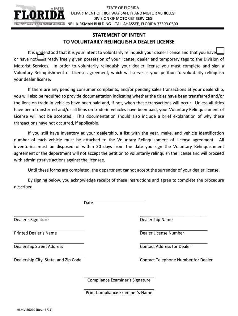 Florida Division of Motorist Services  Form