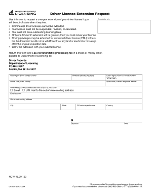 Washington Driver License Extension Request Form