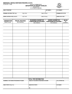 Vehicle Distance Record  Form