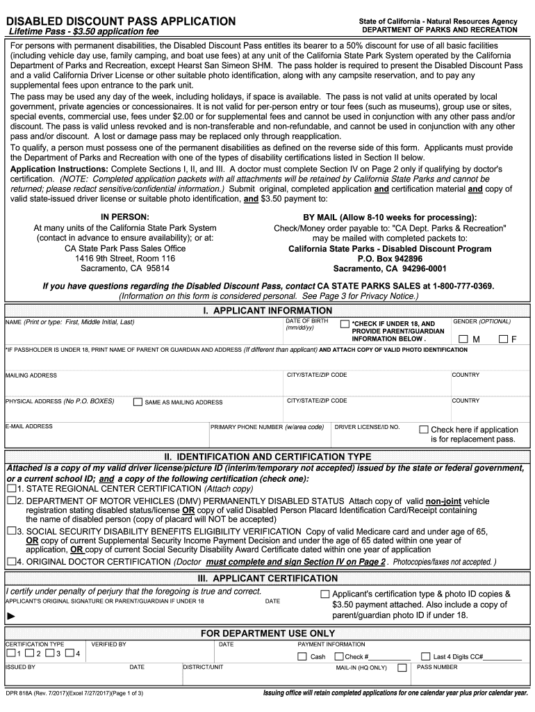  How to Qualify for Ca State Parks Disability Pass Form 2018-2024