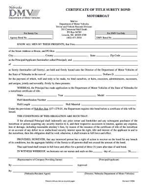 Motor Vehicles  Form