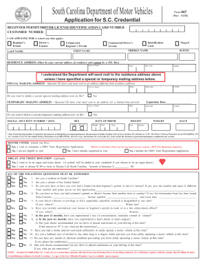 Scdmv Form 447 Nc