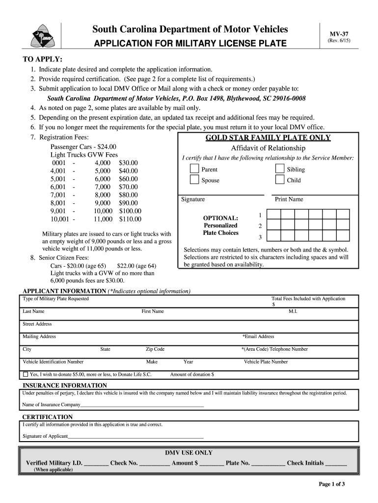  Sc Dmv Form Mv 37 2010