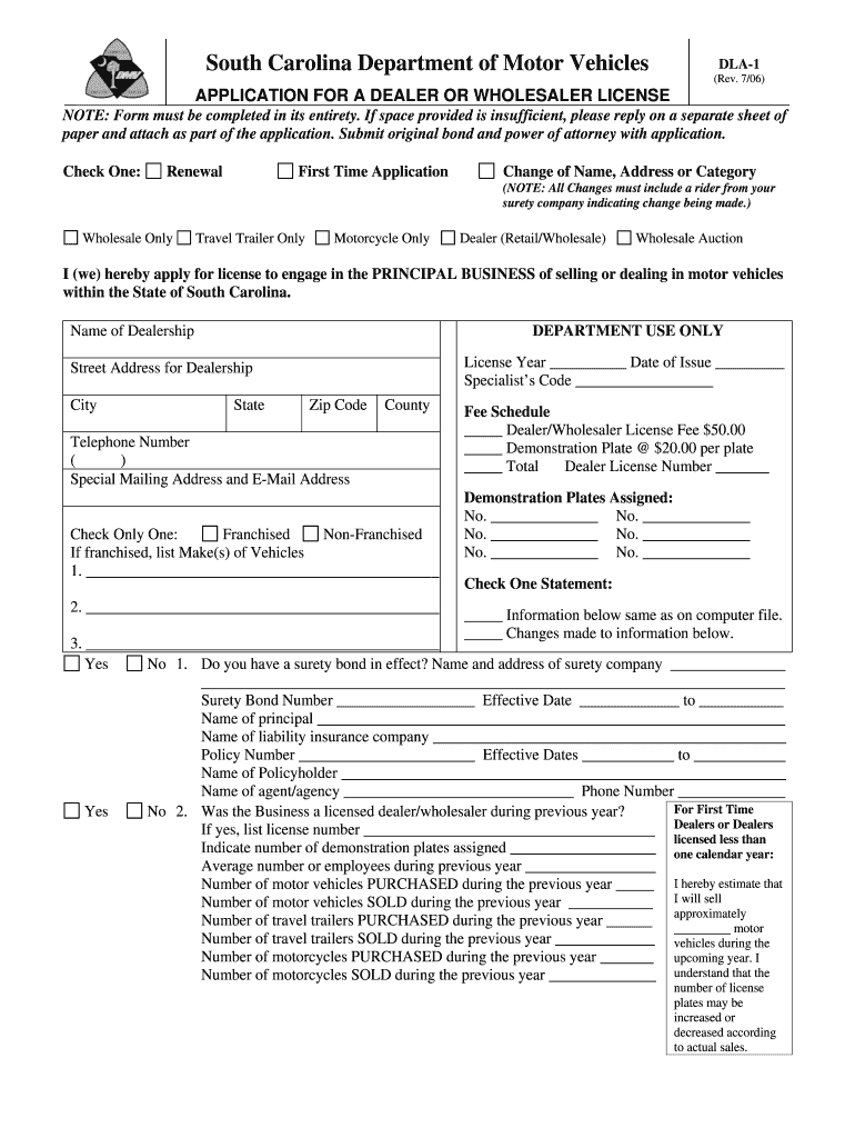  Dla 1 Fillable Form 2006