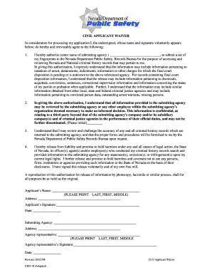 Civil Applicant Waiver  Form