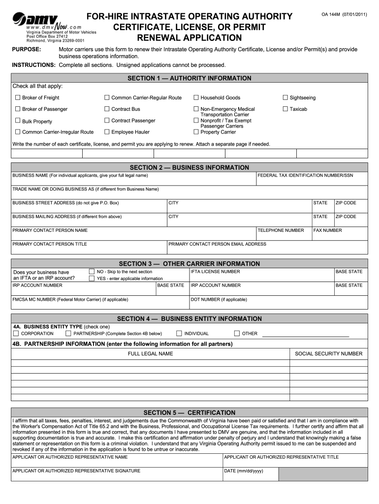  Form Oa144m 2011