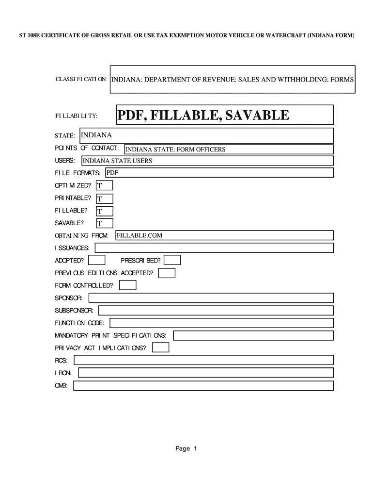Certificate of Gross Retail or Use Tax Form