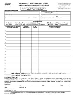 Commercial Employer Pull Notice  Form
