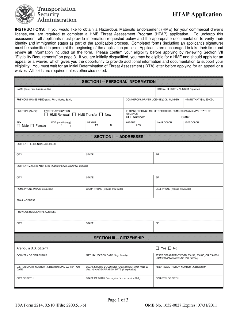  Requirements for Hazardous Materials Endorsement HME Applicants 2010