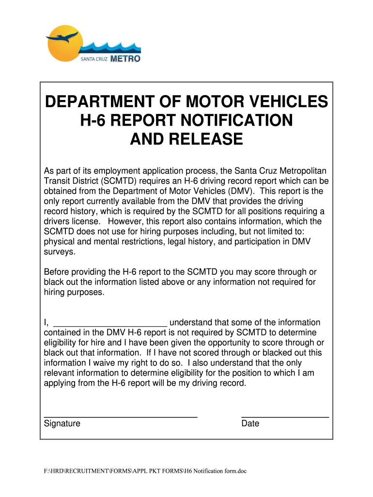 Dmv H6 Printout Online  Form