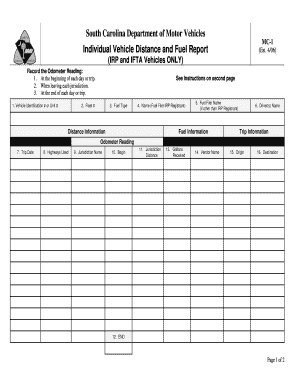 Individual Vehicle Distance and Fuel Report  Form