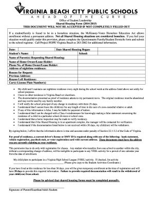 Shared Housing Form