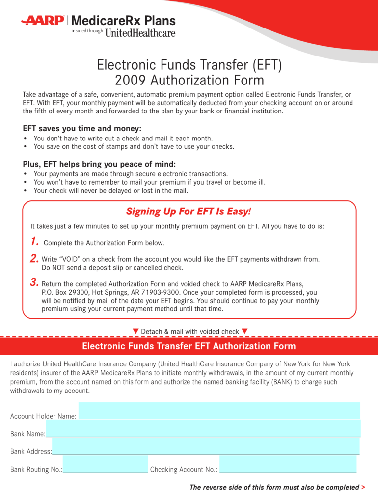Get and Sign Aarp Eft Enrollment 2009-2022 Form