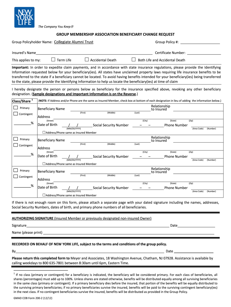  Aarp Life Insurance Beneficiary Change Form 2006-2024