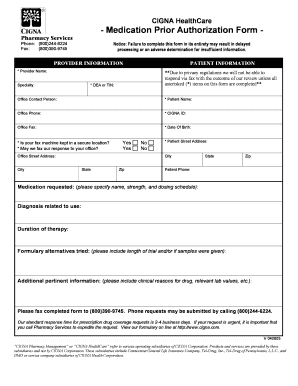 Cigna Medication Prior Authorization Form PDF