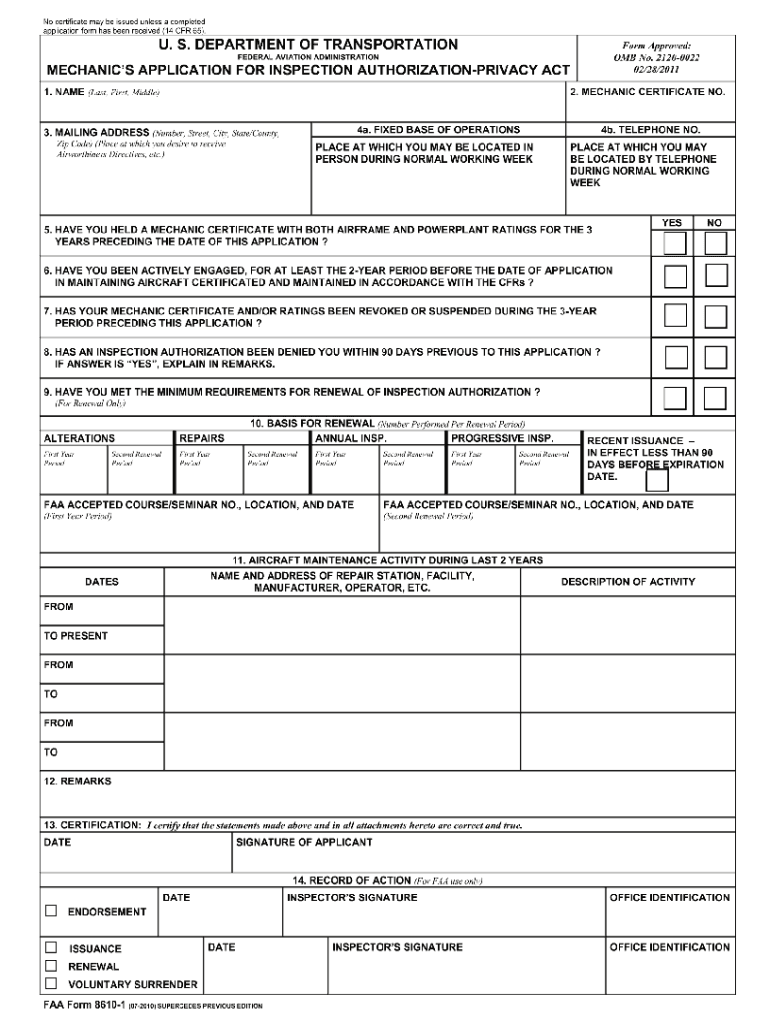 Faa Form 8610 1