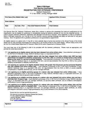 Cs 1791 with the Michigan Civil Service Form