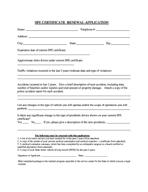 Spe Certificate Renewal Application  Form