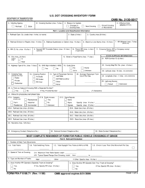 Fra Guide for Preparing Us Dot Crossing Inventory Forms