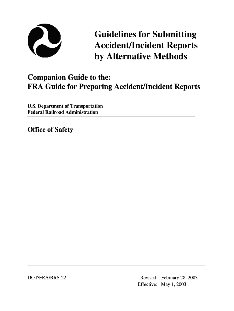 Guidelines for Submitting AccidentIncident Reports by Alternative    Safetydata Fra Dot  Form