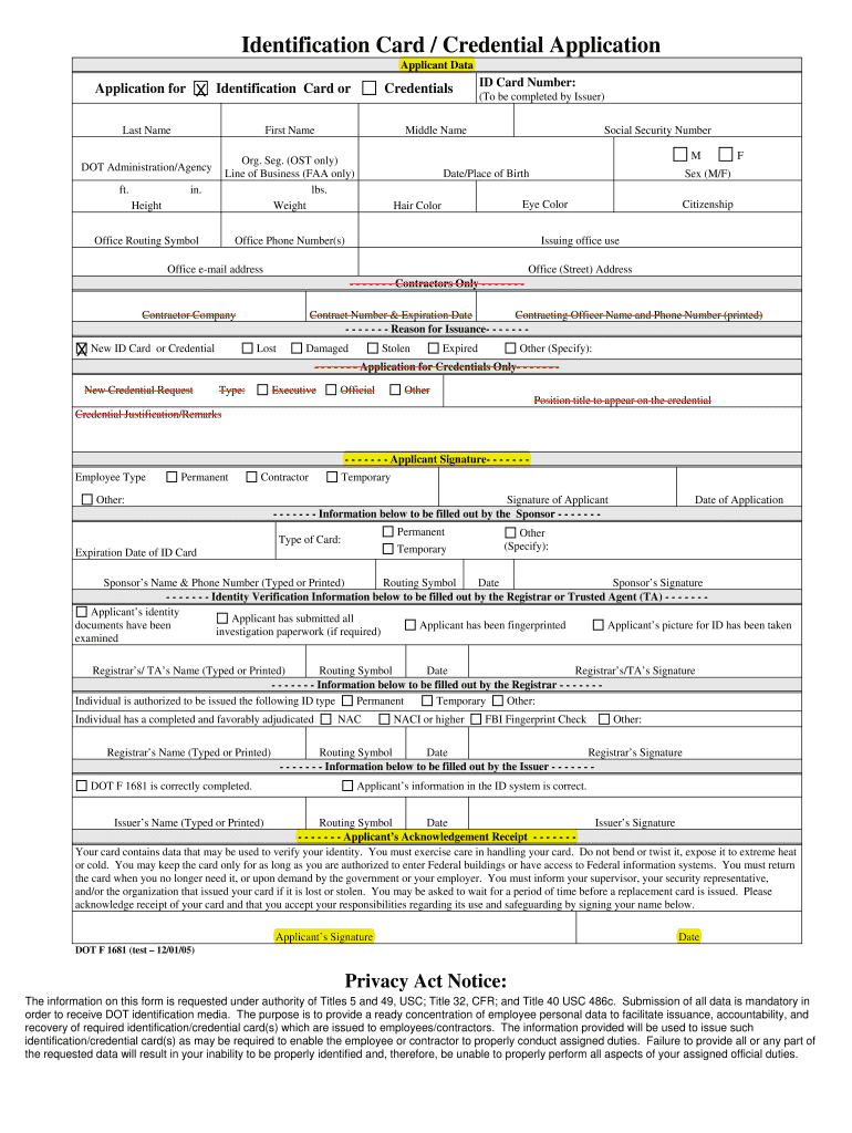 Dot F 1681 Form