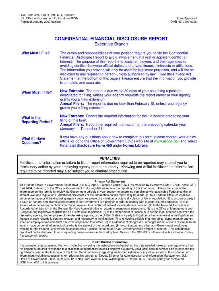  Oge 450 Fillable  Form 2008