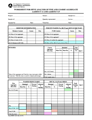 Empty Sheet for Seieve Analysis  Form
