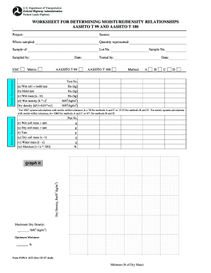 Moisture Density Relationship Sheet  Form