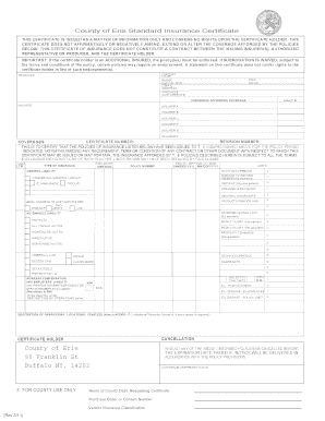 County of Erie Standard Insurance Certificate  Form