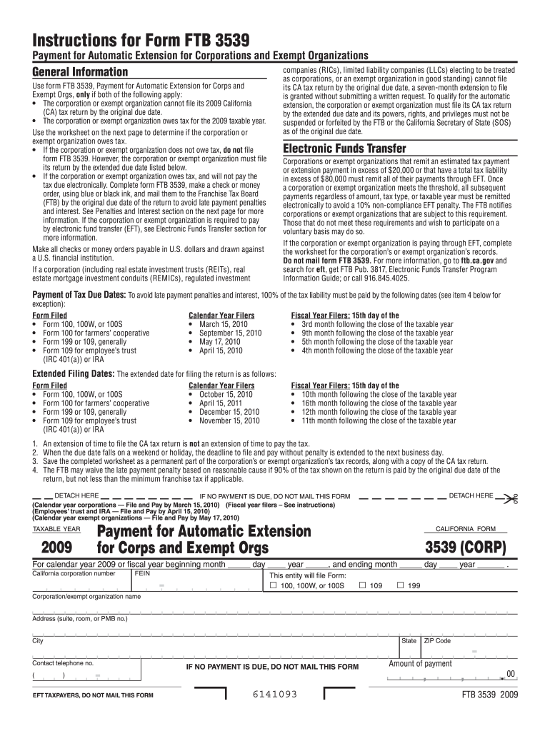 Ca Form 3539 Instructions