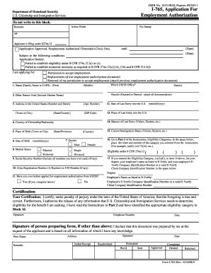  I 765 Application for Employment Authorization Part 2 Form 2020