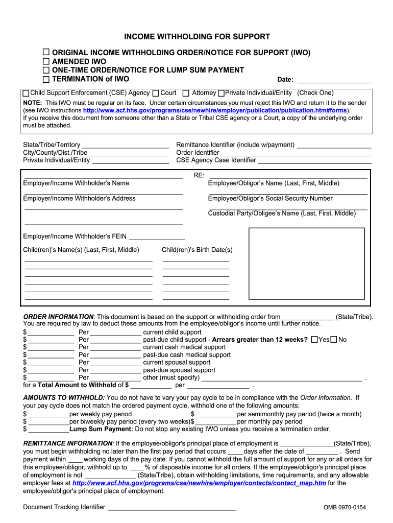 Income Withholding Order  Form