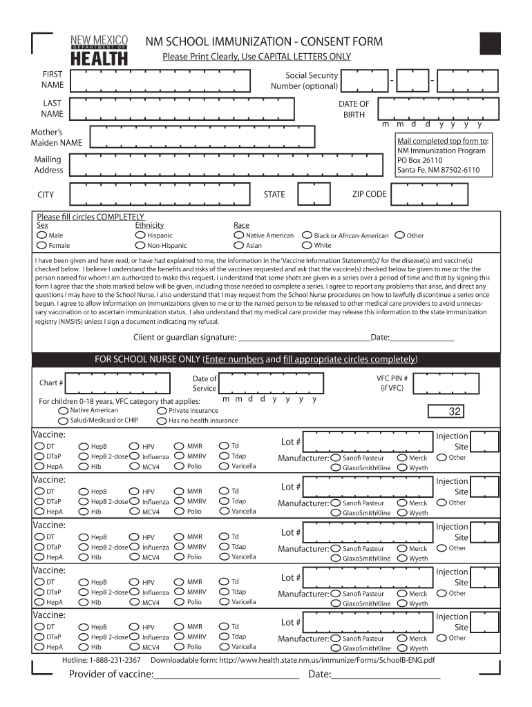 Merck PDF Immunization Consent Forms