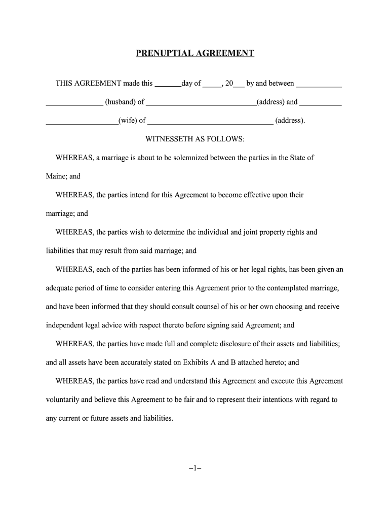 Prenuptial Agreement  Form