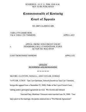 Commonwealth of Kentucky Court of Appeals 162 114 92  Form