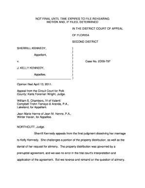 NOT FINAL until TIME EXPIRES to FILE REHEARING MOTION AND, IF 2dca  Form