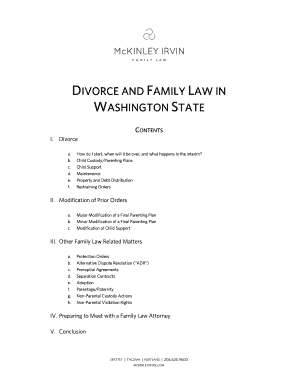 Divorce Papers Washington State  Form